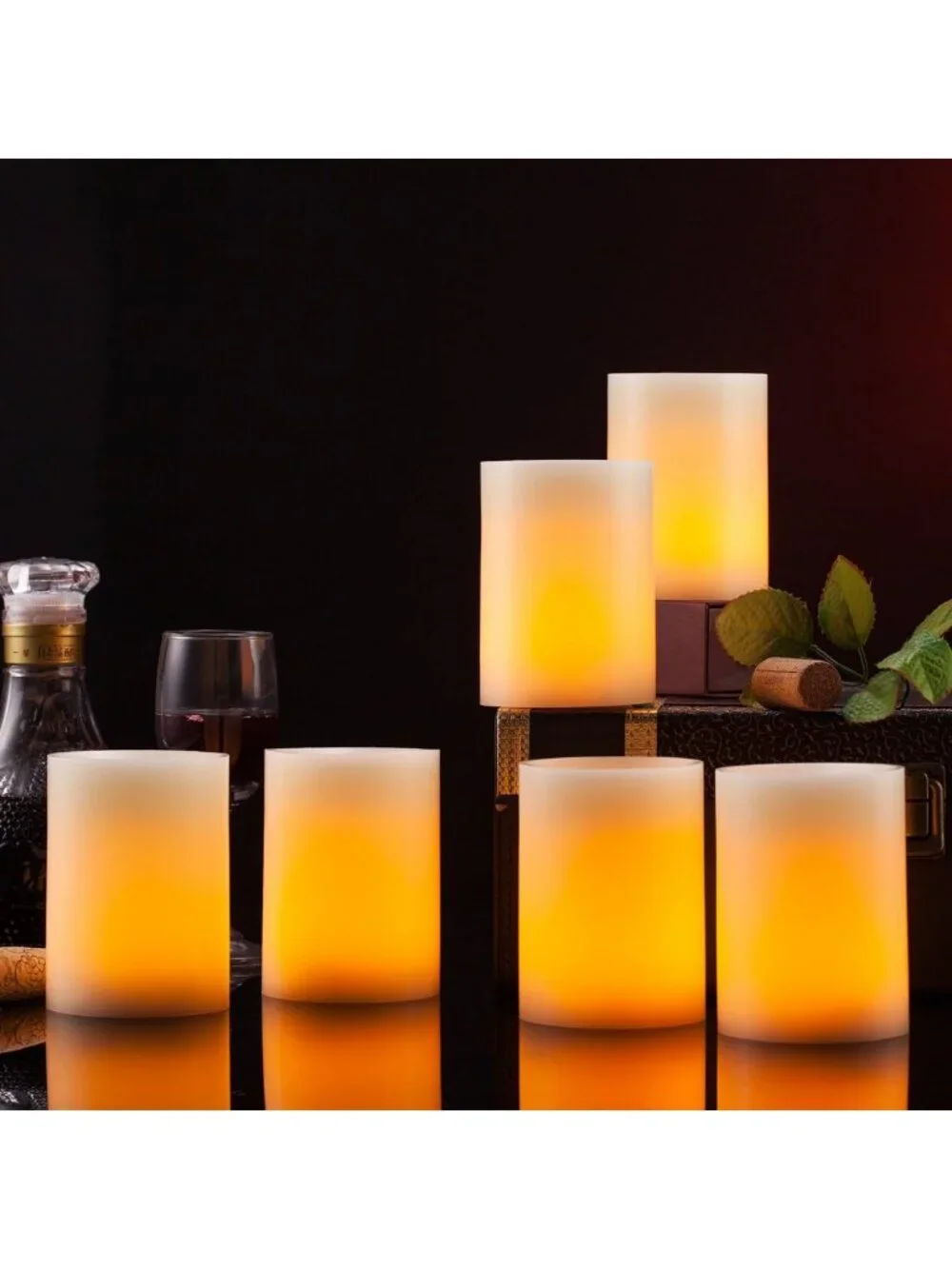 Set of 6 Ivory Flameless LED Pillar Candles with Remote & Timer - Real Wax